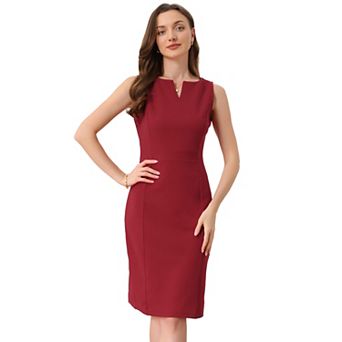 Women's V Neck Work Business Sleeveless Bodycon Mid-Length Pencil Dresses
