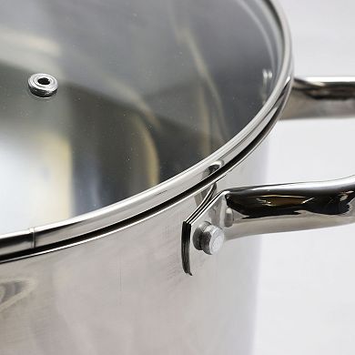 Oster Cocina Adenmore 16 Quart Stainless Steel Stock Pot With Tempered Glass Lid