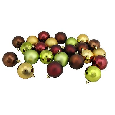 24ct Brown  Green  and Red Shatterproof 2-Finish Christmas Ball Ornaments 2.5" (60mm)