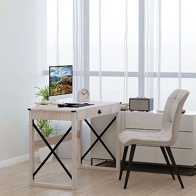 Industrial Wooden X-frame Particleboard Workstation Desk For Home Office