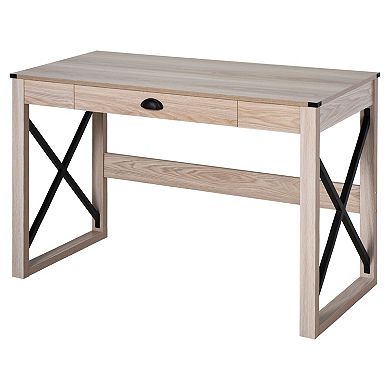 Industrial Wooden X-frame Particleboard Workstation Desk For Home Office