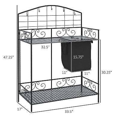 Outsunny Folding Potting Bench Table Build-In Bag with Cover