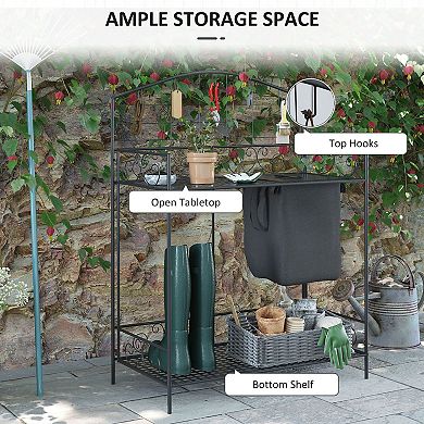 Outsunny Folding Potting Bench Table Build-In Bag with Cover