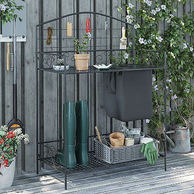 Outsunny Folding Potting Bench Table Build-In Bag with Cover