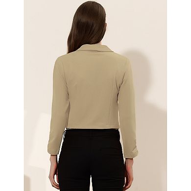 Women's Cropped Notched Lapel Long Sleeve Blazer