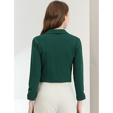 Women's Cropped Notched Lapel Long Sleeve Blazer