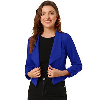 Women's Cropped Notched Lapel Long Sleeve Blazer