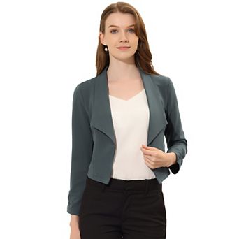 Women's Cropped Notched Lapel Long Sleeve Blazer
