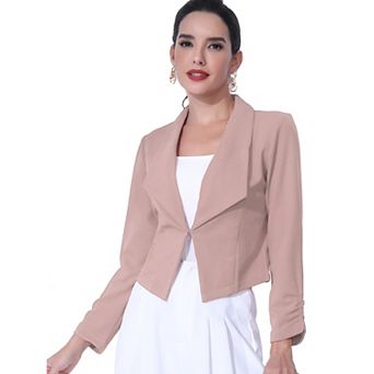 Women's Cropped Notched Lapel Long Sleeve Blazer