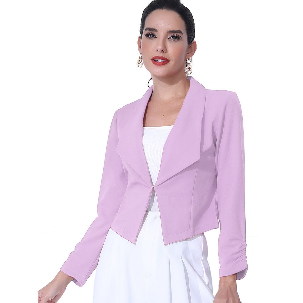 Women Green Notched Lapel Formal Blazer