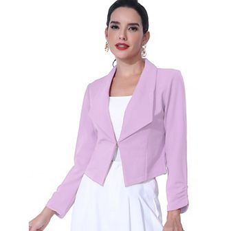 Women's Cropped Notched Lapel Long Sleeve Blazer