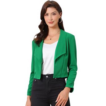 Women's Cropped Notched Lapel Long Sleeve Blazer