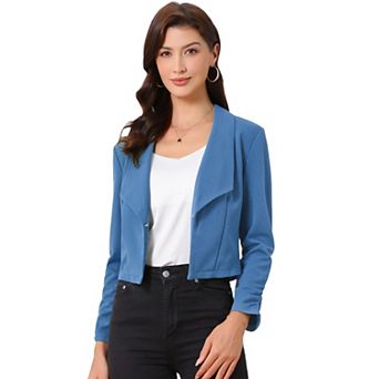 Women's Cropped Notched Lapel Long Sleeve Blazer