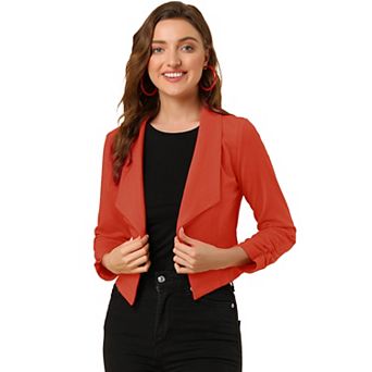 Women's Cropped Notched Lapel Long Sleeve Blazer