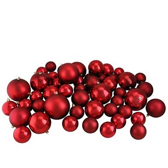 50 ct Hot Red Shatterproof 2-Finish Christmas Ball Ornaments 4" (100mm)
