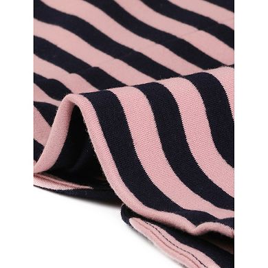 Women's Notched Lapel Long Sleeves Button Striped Blazer