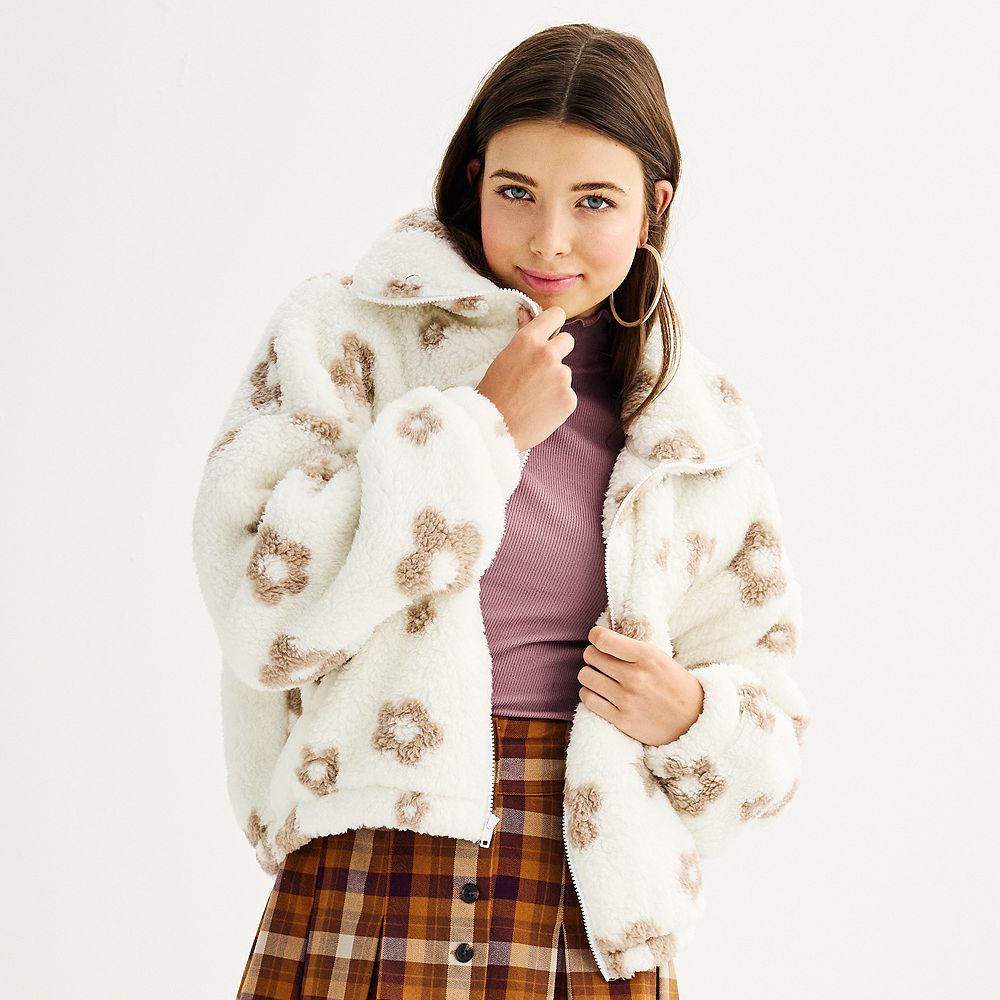 Juniors' SO® High Pile Full Zip Jacket