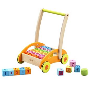 Classic Toys Wood Baby Walker with Blocks