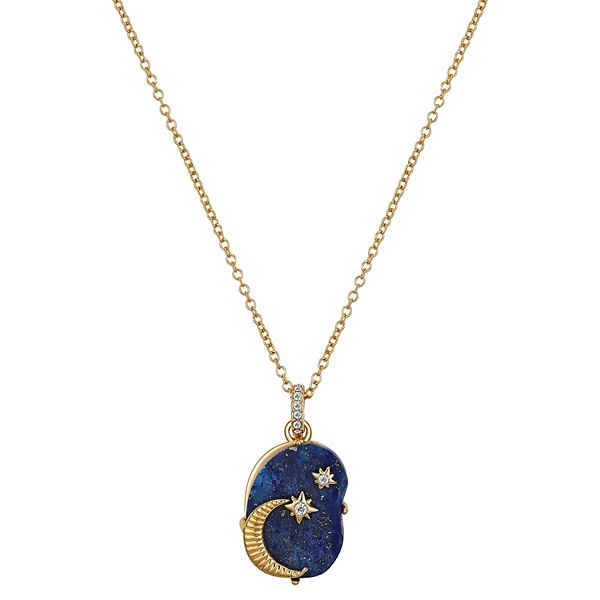 Love This Life® Moon & Crystal Stars Recon Lapis Pendant Necklace