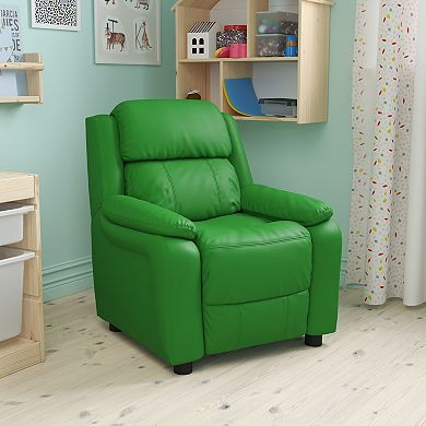 Emma and Oliver Deluxe Padded Contemporary Kids Recliner with Storage Arms
