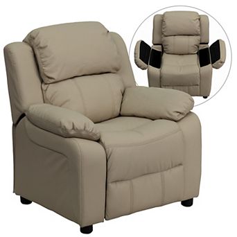 Emma and Oliver Deluxe Padded Contemporary Kids Recliner with Storage Arms