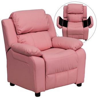 Emma and Oliver Deluxe Padded Contemporary Kids Recliner with Storage Arms