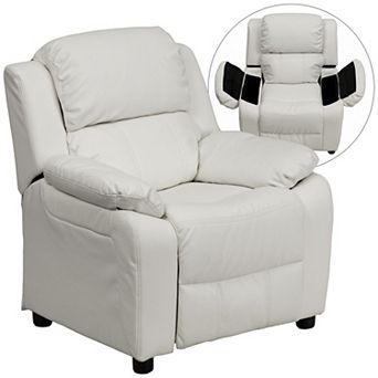 Emma and Oliver Deluxe Padded Contemporary Kids Recliner with Storage Arms