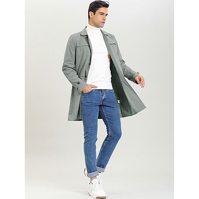 Men's Single Breasted Slim Fit Trench Jacket Coat