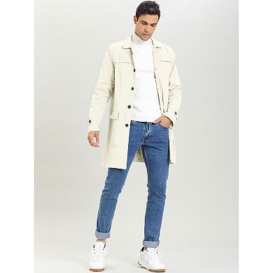 Men's Single Breasted Slim Fit Trench Jacket Coat