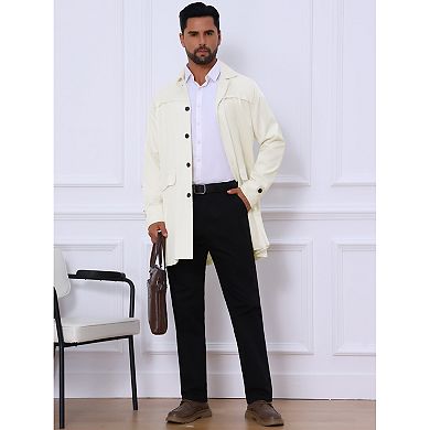 Men's Single Breasted Slim Fit Trench Jacket Coat