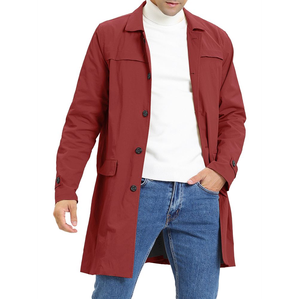 Men's Single Breasted Slim Fit Trench Jacket Coat