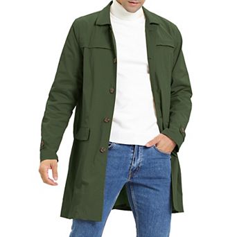 Men's Single Breasted Slim Fit Trench Jacket Coat