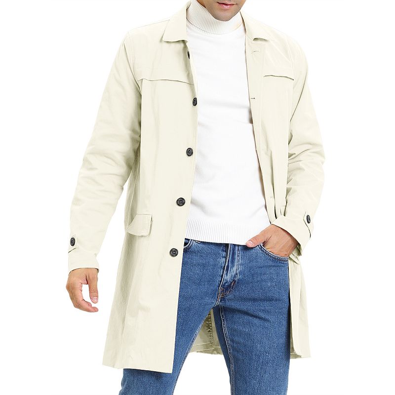 Topcoat - Falcone Mens Winter White Belted Top Coat Wool Full Length Aero  4150-007