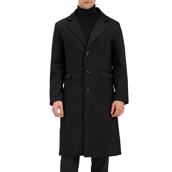 Men's Overcoat Single Breasted Notched Lapel Long Trench Coat