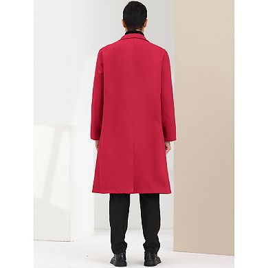 Men's Overcoat Single Breasted Notched Lapel Long Trench Coat