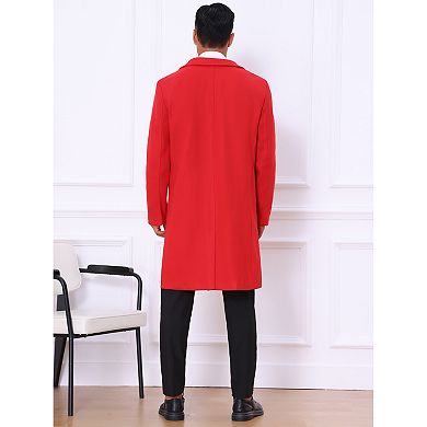 Men's Overcoat Single Breasted Notched Lapel Long Trench Coat