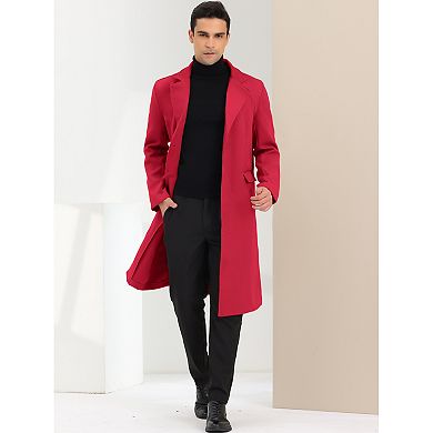 Men's Overcoat Single Breasted Notched Lapel Long Trench Coat