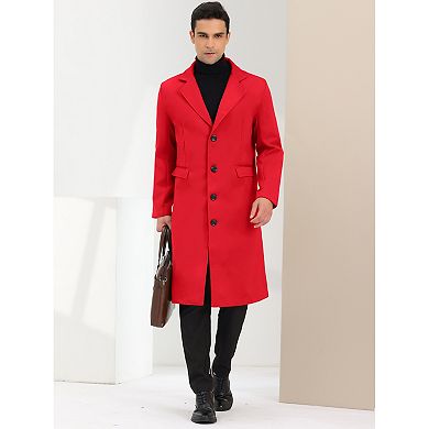 Men's Overcoat Single Breasted Notched Lapel Long Trench Coat