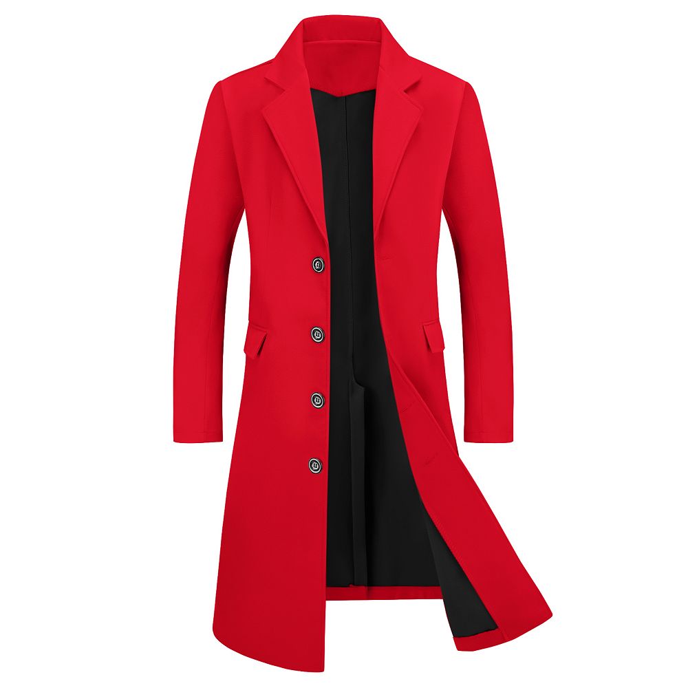 Men's Overcoat Single Breasted Notched Lapel Long Trench Coat
