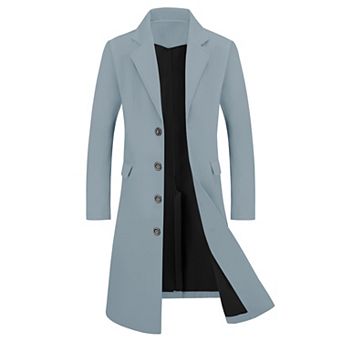 Men's Overcoat Single Breasted Notched Lapel Long Trench Coat