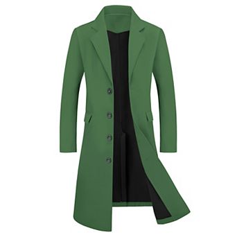 Men's Overcoat Single Breasted Notched Lapel Long Trench Coat