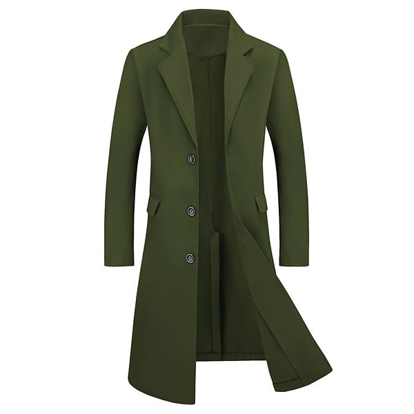 Men's Overcoat Single Breasted Notched Lapel Long Trench Coat