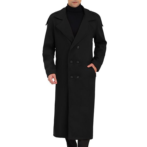 Men's Winter Coat Notch Lapel Double Breasted Solid Color Overcoat