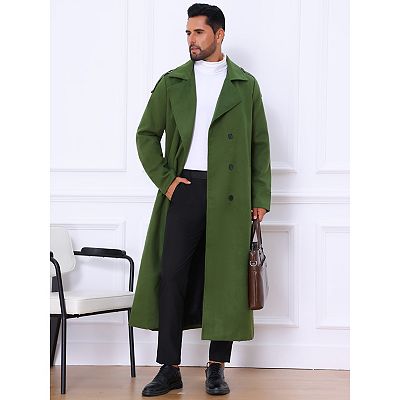 Men's Winter Coat Notch Lapel Double Breasted Solid Color Casual