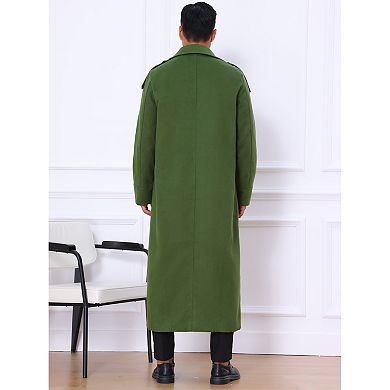 Men's Winter Coat Notch Lapel Double Breasted Solid Color Casual Overcoat