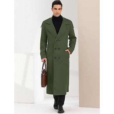 Men's Winter Coat Notch Lapel Double Breasted Solid Color Overcoat