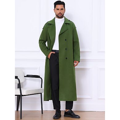 Men's Winter Coat Notch Lapel Double Breasted Solid Color Overcoat