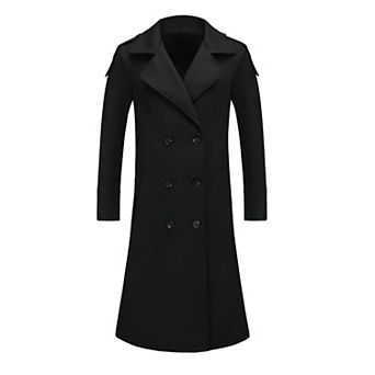 Men's Winter Coat Notch Lapel Double Breasted Solid Color Casual Overcoat