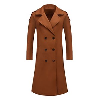 Men's Winter Coat Notch Lapel Double Breasted Solid Color Casual Overcoat