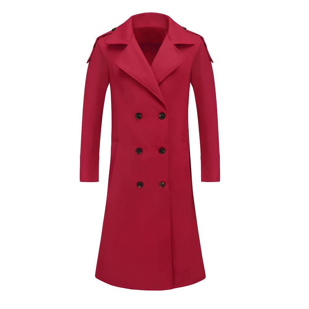 Men's Winter Coat Notch Lapel Double Breasted Solid Color Casual